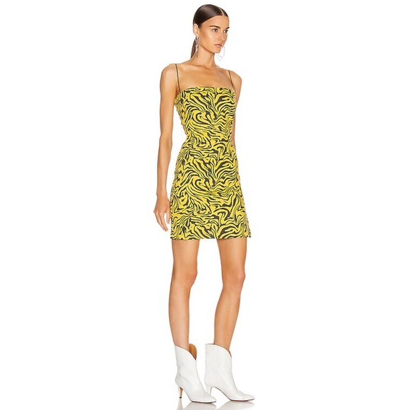 Miaou Lottie Mini Dress Bodycon Yellow Zebra Print Size Small - Picture 3 of 10